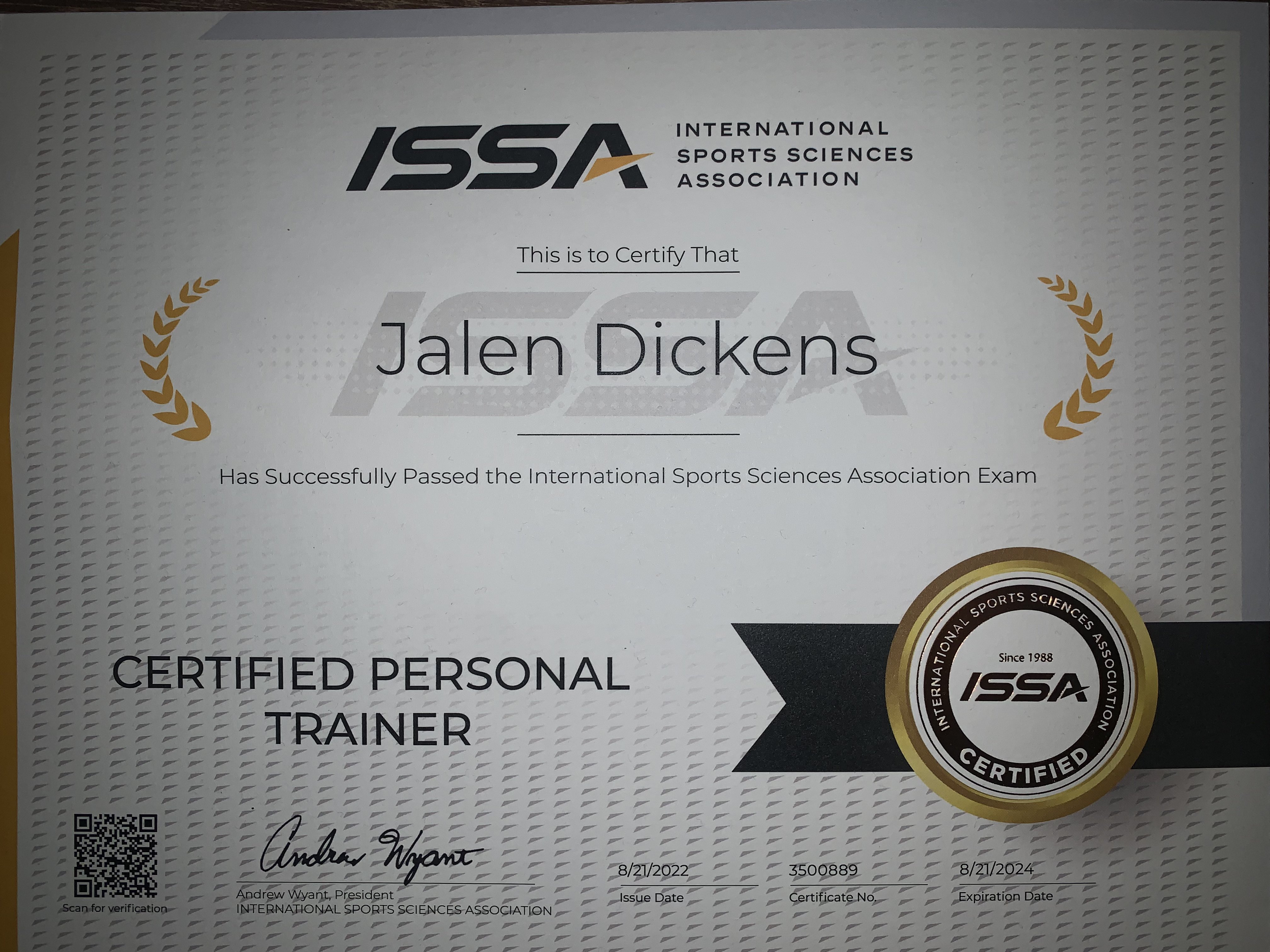 ISSA Certification / Certificate Jay X Fitness Memphis TN - Personal Trainer in Memphis